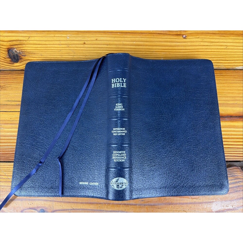 Holy Bible Kenneth Copeland Reference Edition KJV Red Letter Leather 1991 Blue